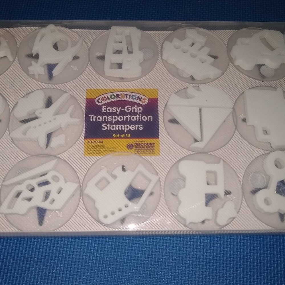 Colorations Easy Grip Stampers Transportation set of 14 New